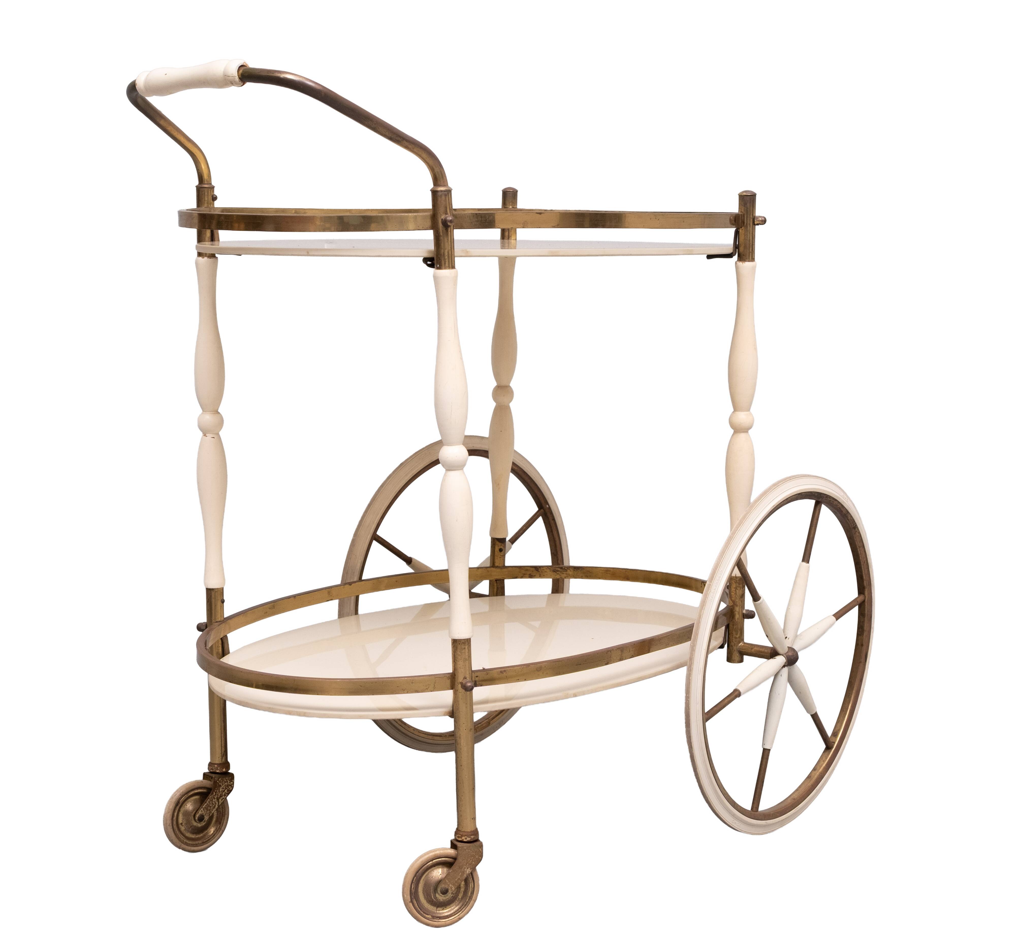 Oval shaped glass tops serving trolley Italy 1950s