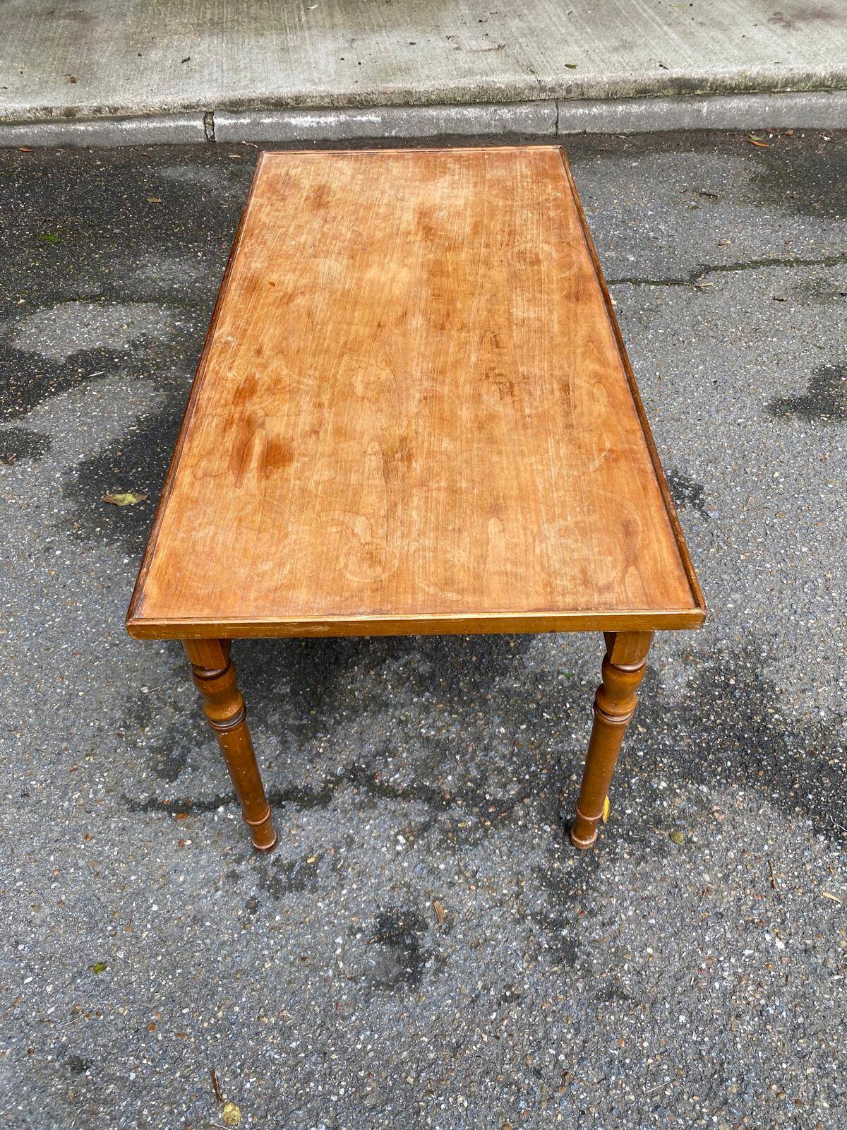 Vintage rectangular solid wood coffee table