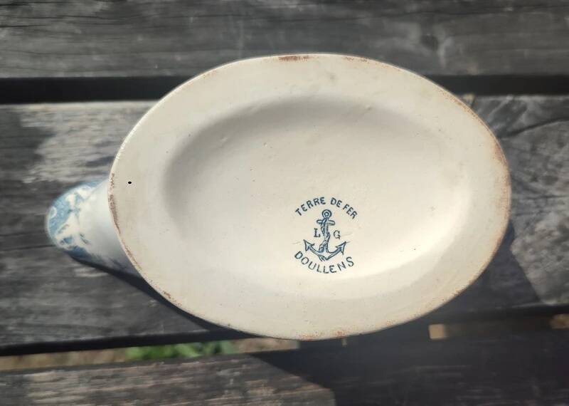 Antique sauce boat Terre de Fer Clairefontaine Model Doullens blue Vintage