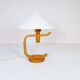 Mid-century modern sculptural table lamp in pine, 1970s.