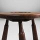 Vintage Brutalist low oak Stool, Belgium 1960s