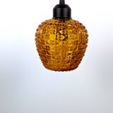 Suspension vintage en verre ciselé ocre