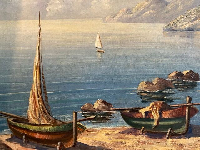 Old painting, Marine, the Riviera , signed 50/60
