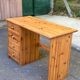 Solid pine desk with a 4-drawer unit — Scandinavian / chalet style