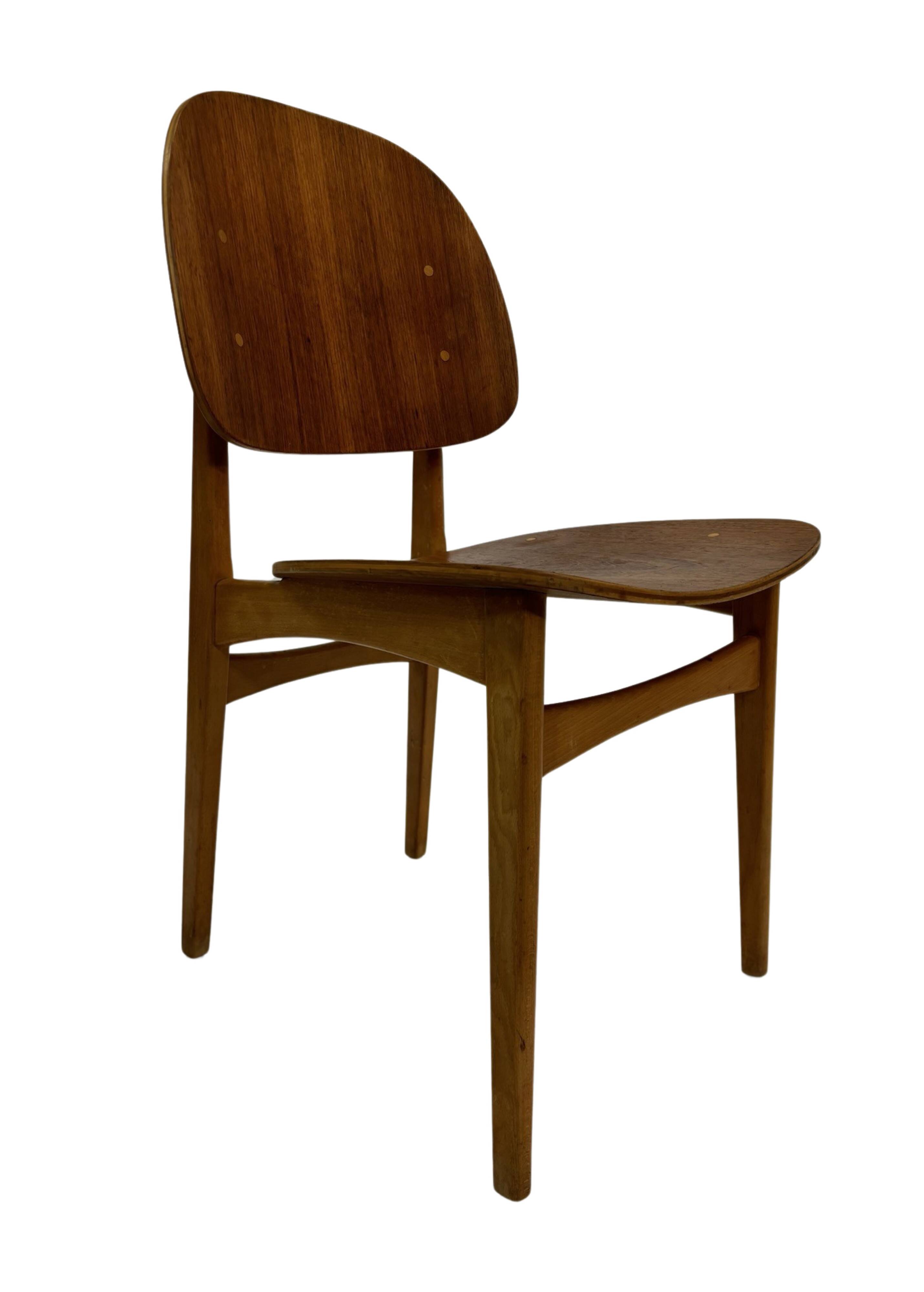 Vintage dining room chair Scandinavian 1960s plywood and teak design