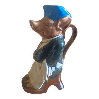 Zoomorphic pitcher in earthenware slip – Pig waiter – around 1900