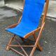 Chaise pliante en en bois massif et tissu bleu