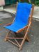 Chaise pliante en en bois massif et tissu bleu
