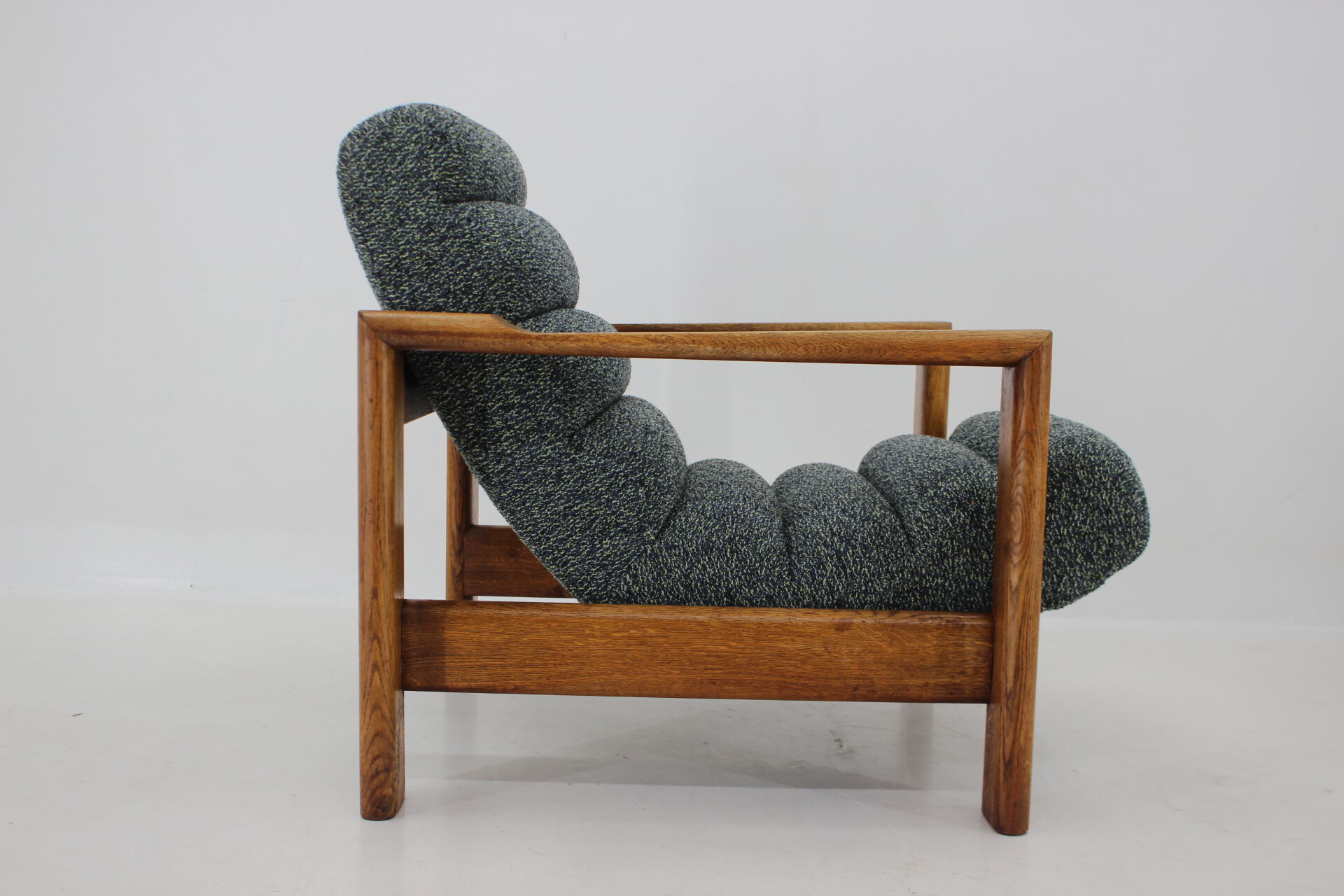 1960s pair of armchairs with stools in oak, Finland