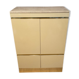 High sideboard, ivory lacquer, gilded and travertine, 1970s
