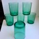 Lot de 6 verres à eau en verre vert anneées 70