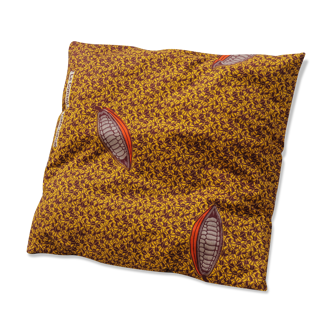 Coussin wax jaune motifs cacao