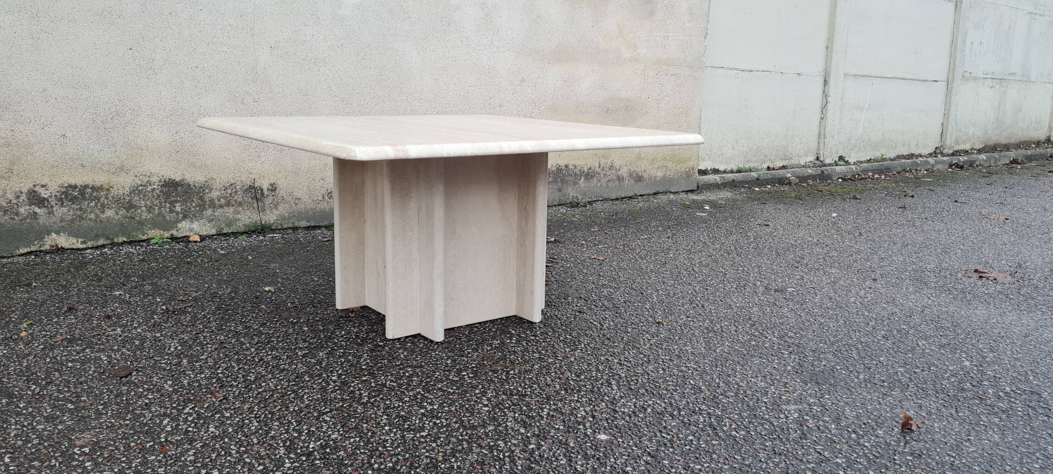Square travertine coffee table