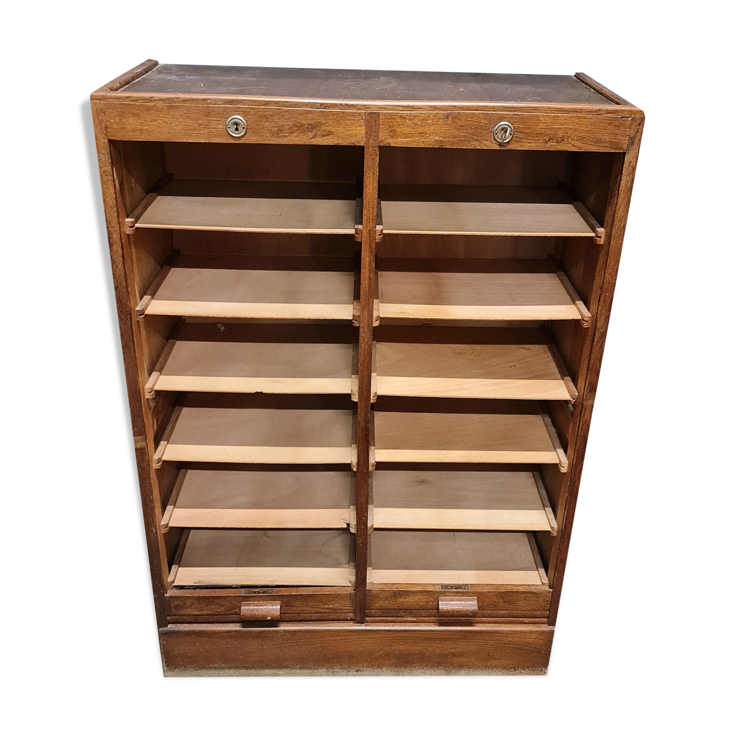 Double cabinet with curtain binders