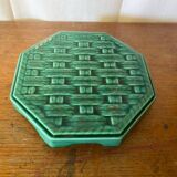 Antique DIGOIN Green Ceramic Trivet France