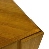 Table basse vintage en forme de larme wabi sabi brutaliste en chêne massif