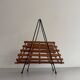 Mid-century black metal and wicker magazine rack, 1960, Germany