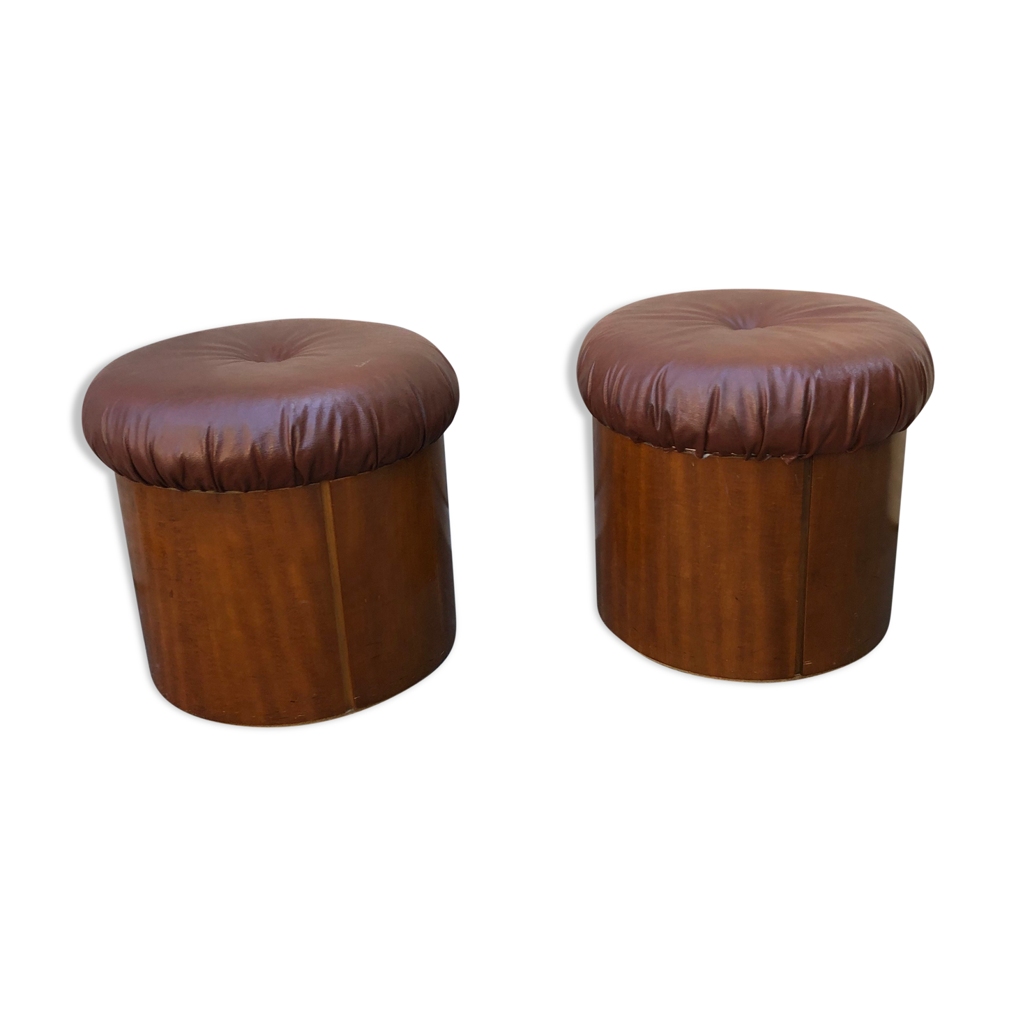 Pair of round poufs from the 1970s