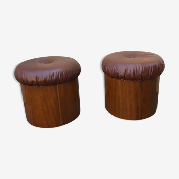 Pair of round poufs from the 1970s