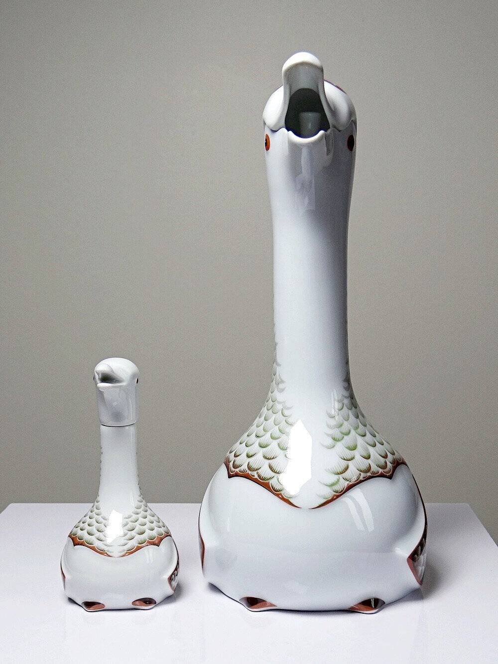 Vintage 1980s duo carafe and miniature bottle Haviland Castel after Sandoz for Chabot.