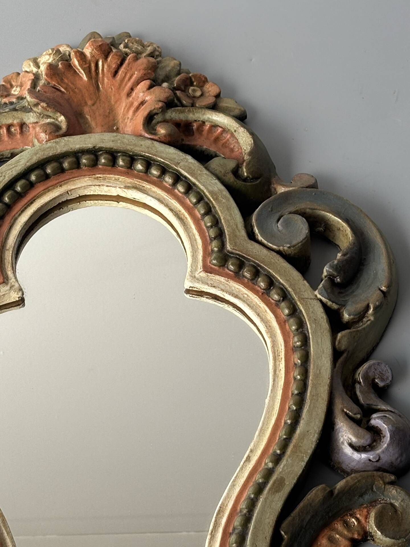 Miroir florentin vintage polychrome – Italie, années 1950