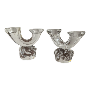 Paire bougeoirs cristal de Daum.