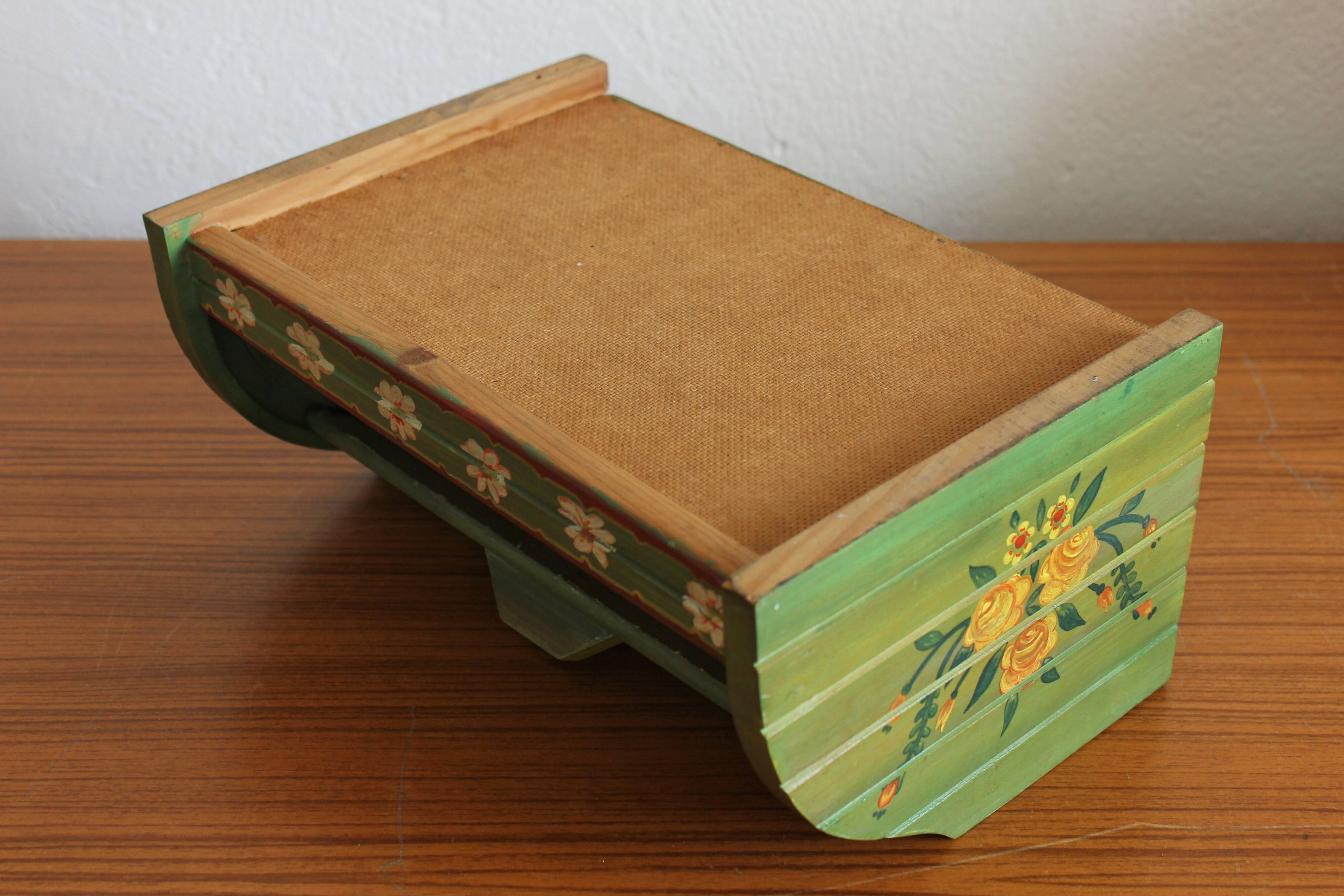 Vintage hand-painted wooden bread box