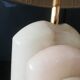 Pair of Art Deco marble alabaster pleated shade table lamps vintage