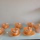 Set of six cups and pearly opaline sugar by Termocrisa / vintage 50-60