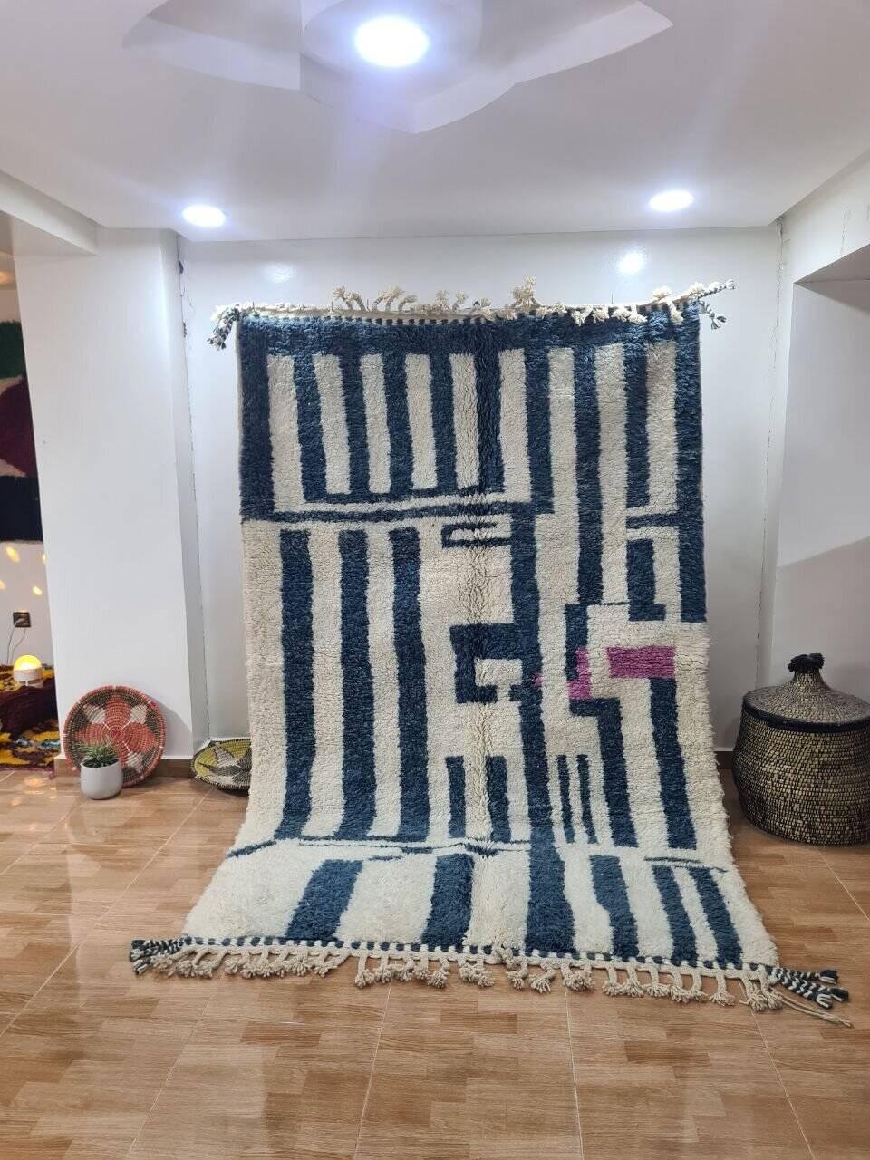 Handmade wool Berber rug 250x150 cm