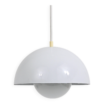 Suspension fleur Verner Panton blanche, Louis Poulsen, Danemark, 1969