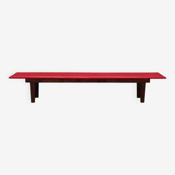 Banc en cuir écologique rouge, design danois, années 1990, production : Danemark