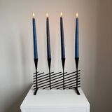 Vintage brutalist candelabrum in black metal