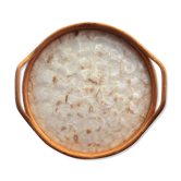 Round rattan and mother-of-pearl top