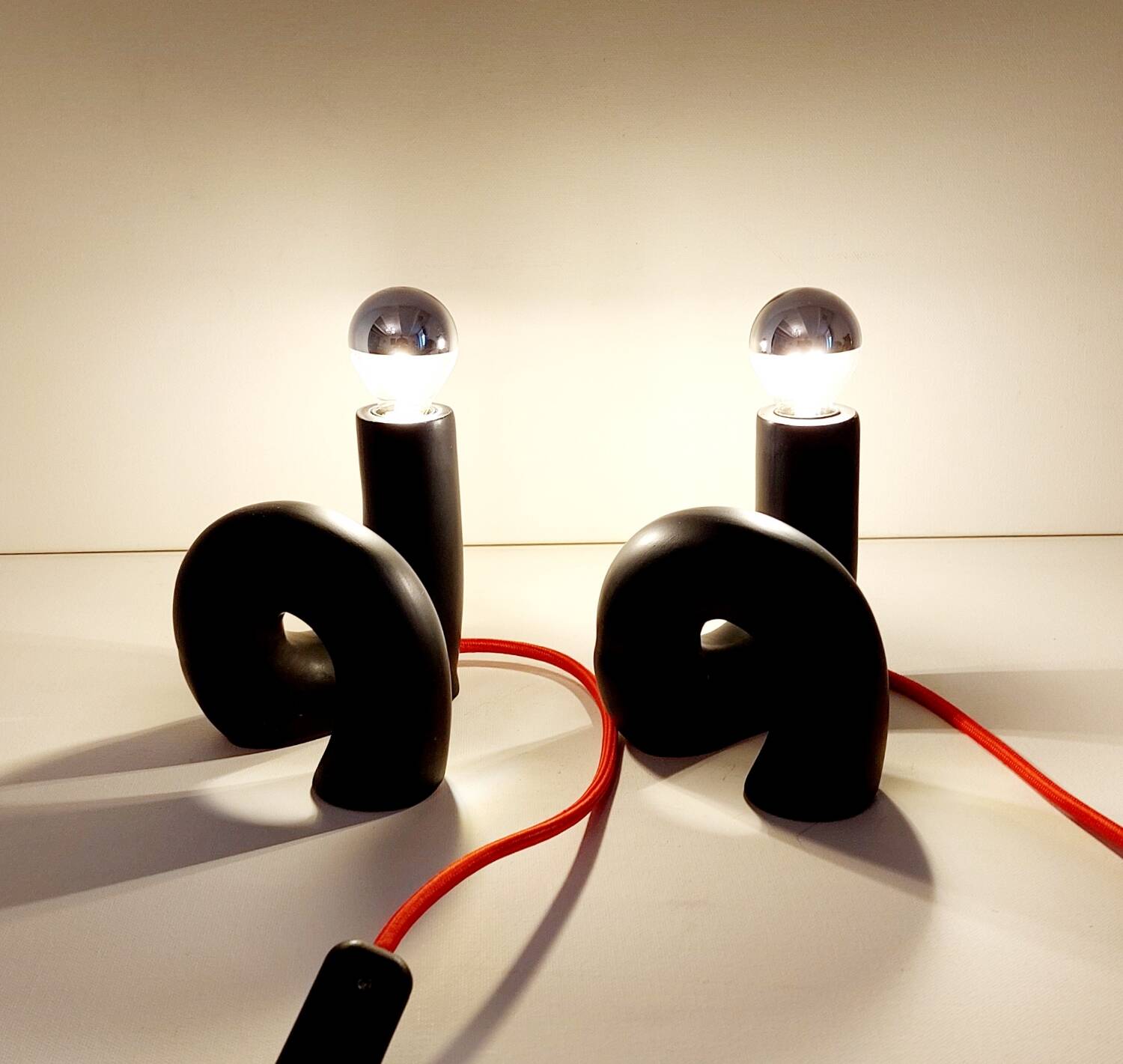 Pair of ceramic designer lamps