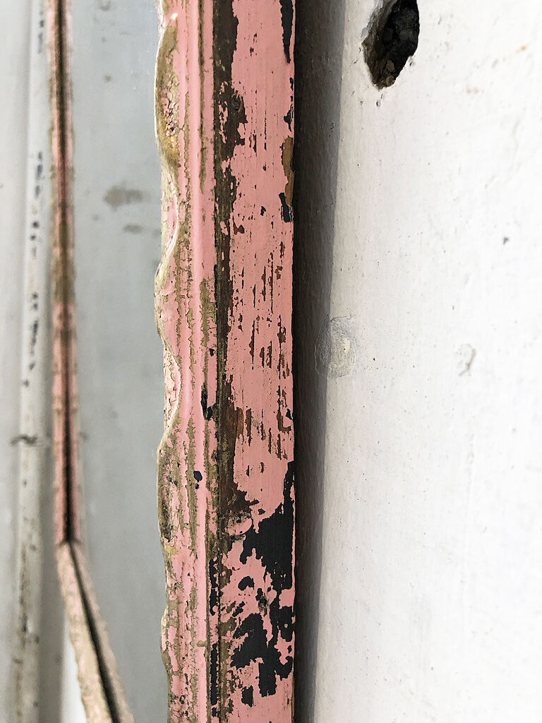 Pink patinated mirror 19th 54x70cm