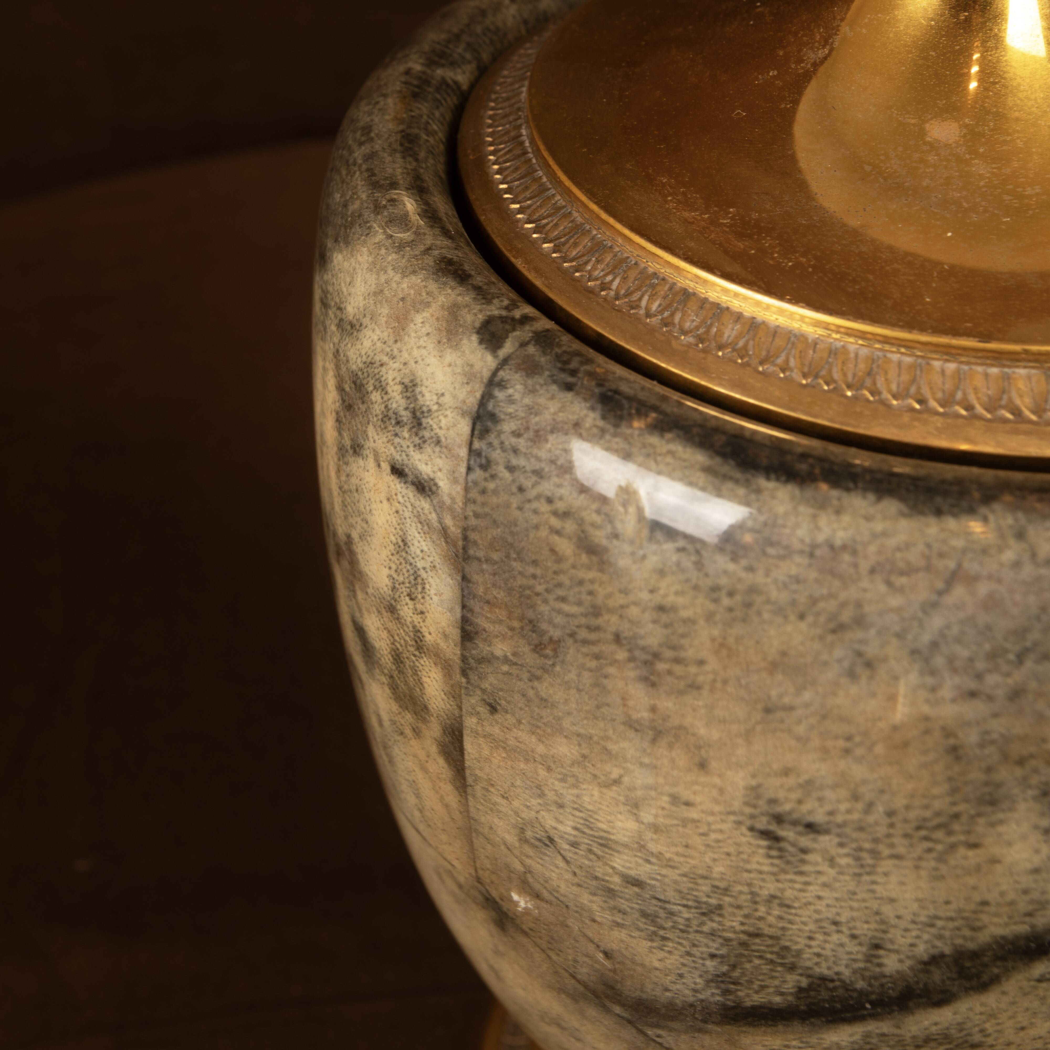 Macabo Grey Parchment & Brass Thermos Glacette, Cusano Milanino, Italy 1950