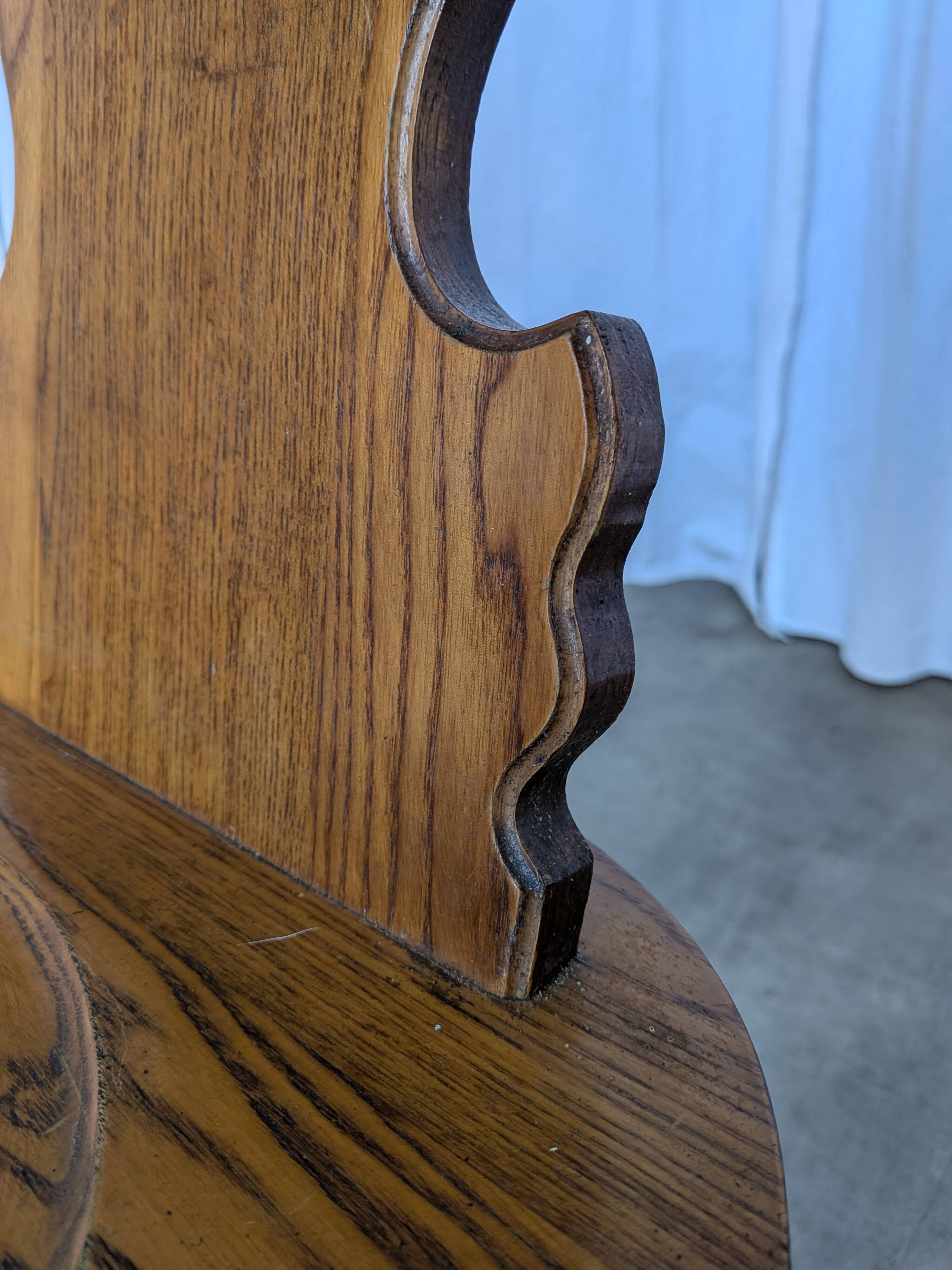 Set of 4 Farmhouse Tyrolean Chair with Heart Cutout Back / 1970s Vintage Di