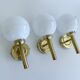 3 Vintage Scandinavian Glass and Brass Wall Lights