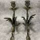 Pair of candlesticks. Chimera Dragon. Gilded brass. Fantastic bestiary