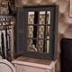 Dark grey wooden trompe l'oeil shutter mirror 1990 / wall decoration object Shutter-style mirror