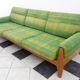 Green three seat sofa Teak frame