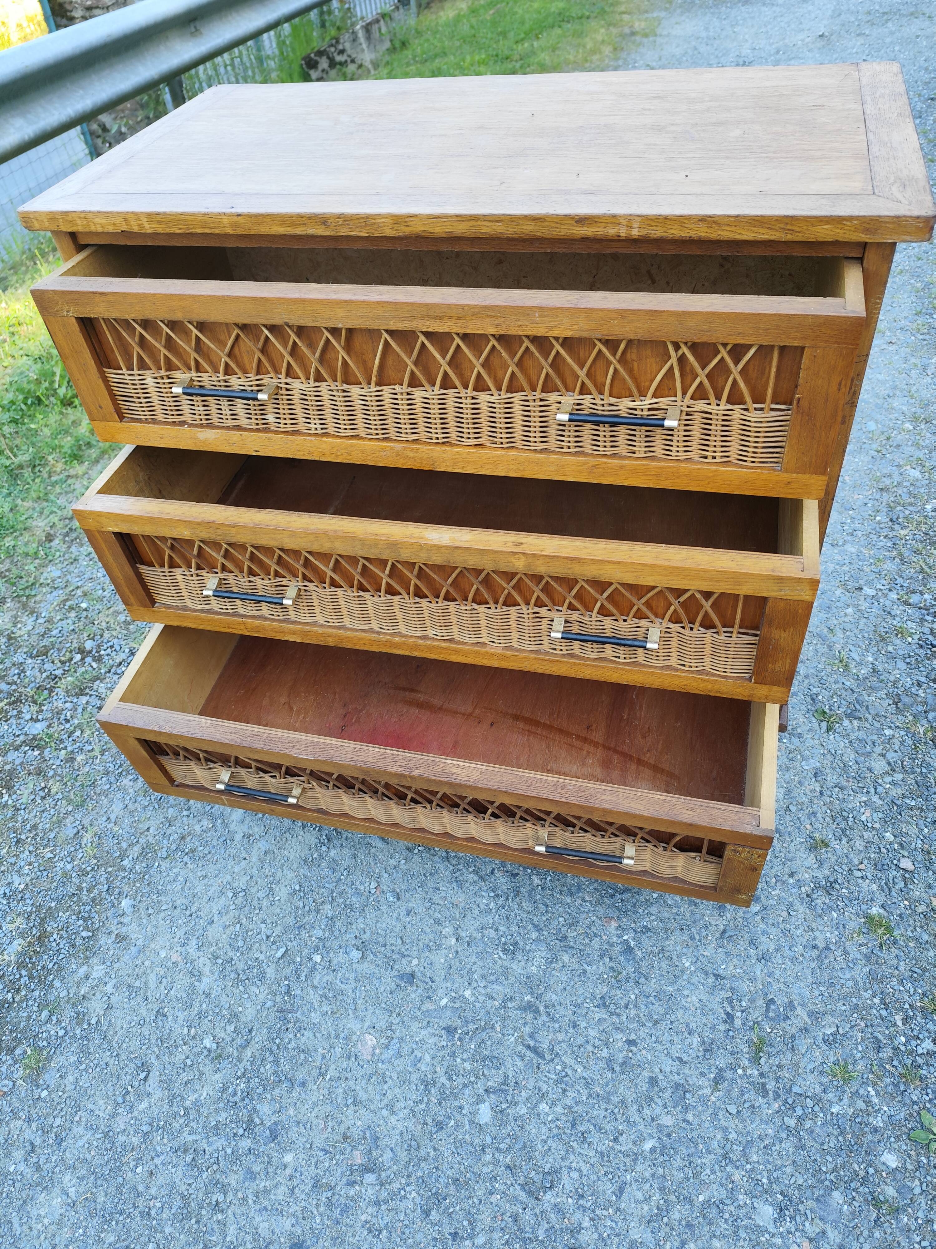 Vintage 4-drawer bamboo rattan chest of drawers