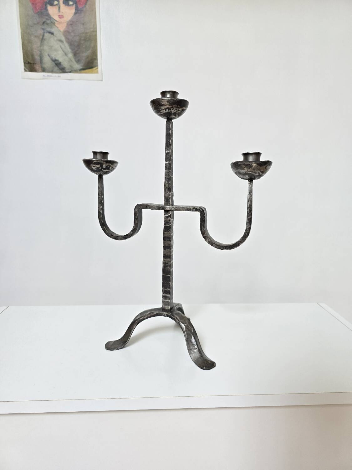 Bougeoir fer forgé brutaliste