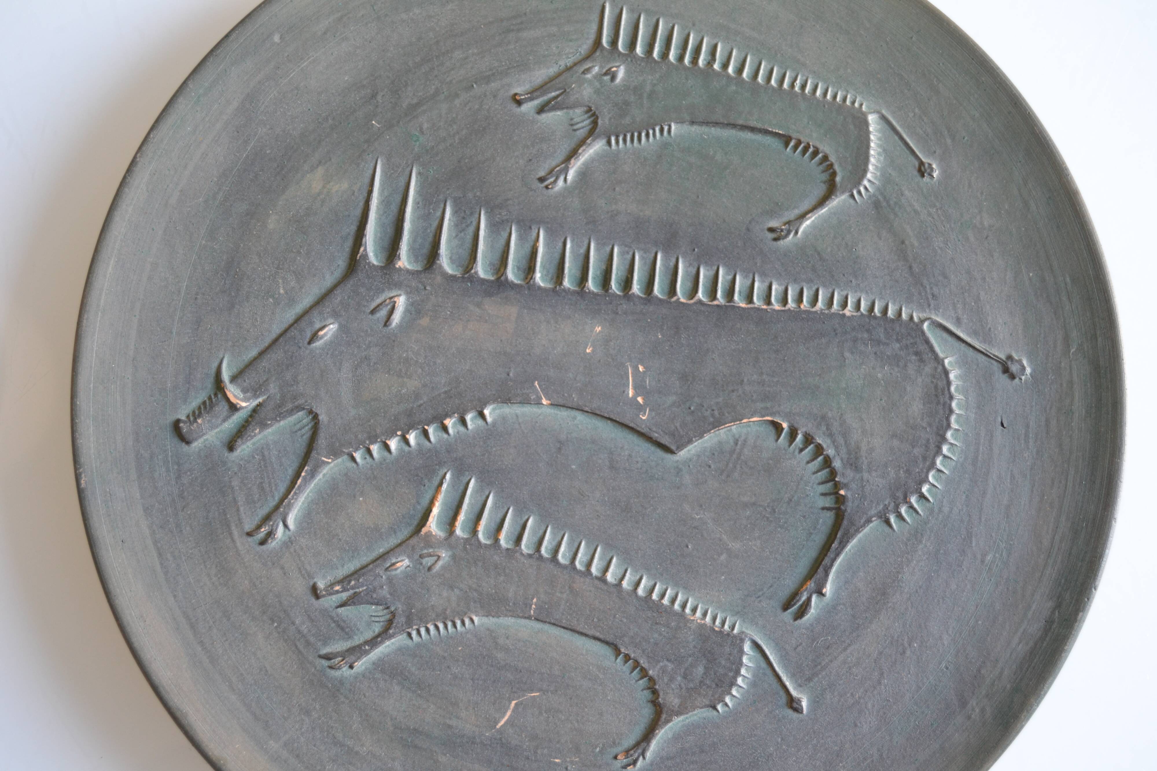 Ceramic wall plate attributed to Wim Mühlendyk