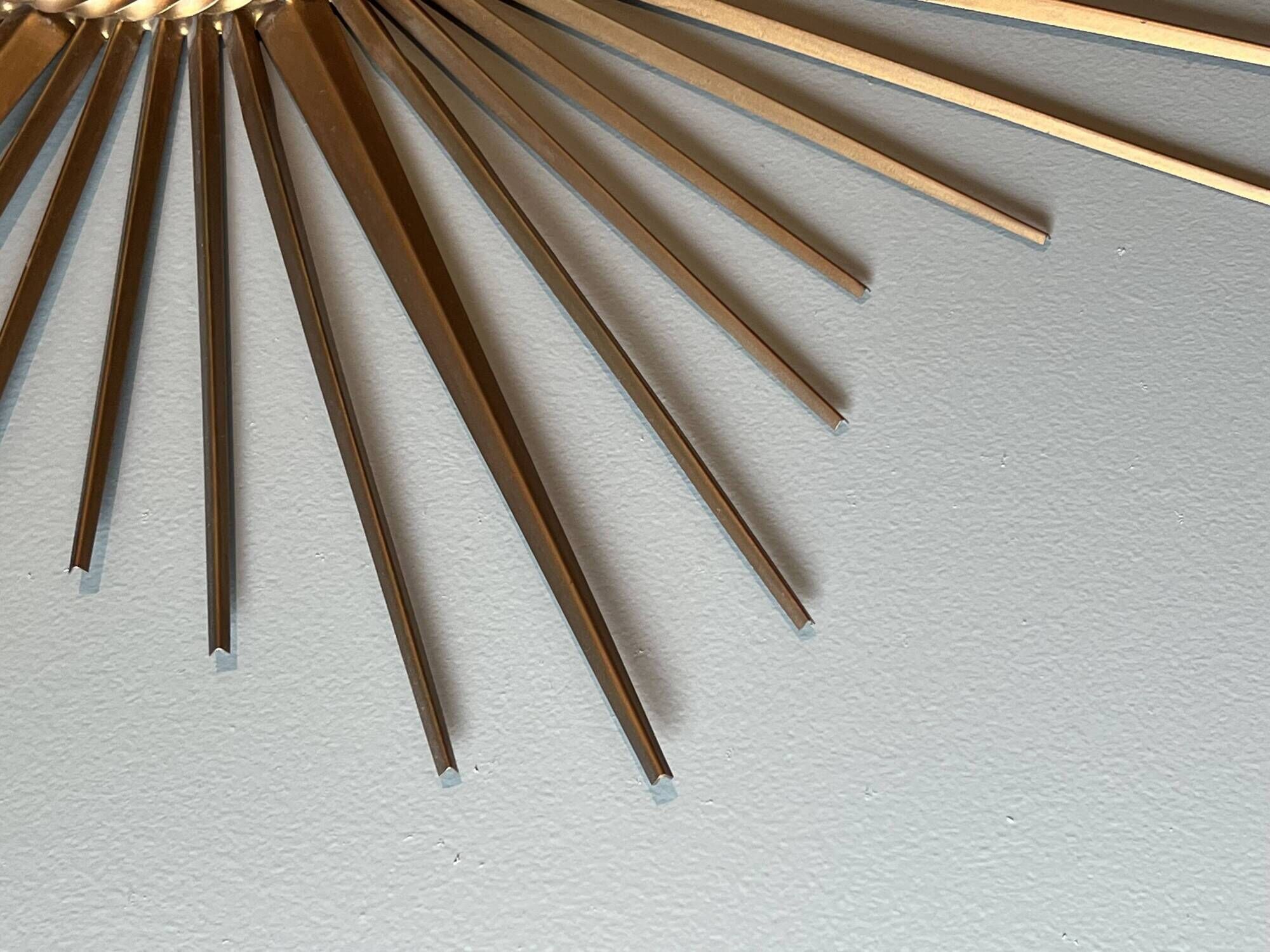 Golden Metal Sun Mirror with Convex Mirror by Chaty Vallauris. French Work