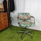 Vintage fabric desk and chrome stainless steel swivel on wheels