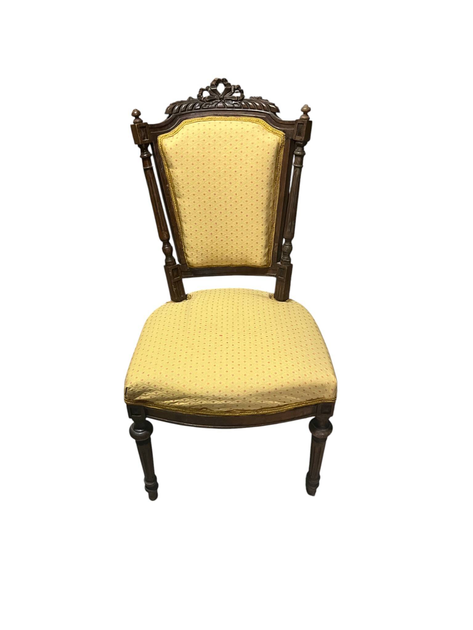 Queen's chair in Louis XVI style, wood and fabric, late 19th century.