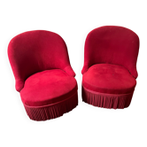 Pair of Napoleon III toads in red velvet, 19th century