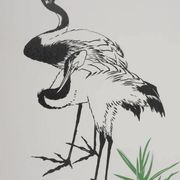 Mokuchu URUSHIBARA: Japanese print, The Herons (White), Signed woodblock print.